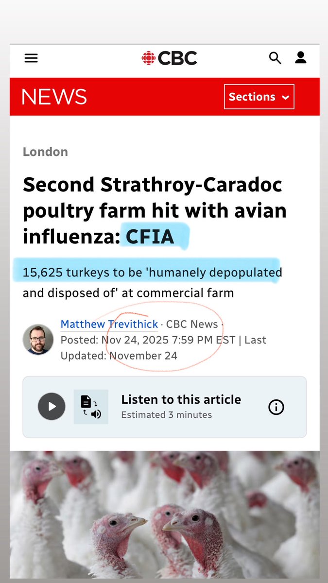 MelissaLMRogers's tweet image. HOLY CRAP 🇨🇦 CFIA is on a rampage. Now 15,625 turkeys will be KILLED aka “humanely depopulated” 🤯