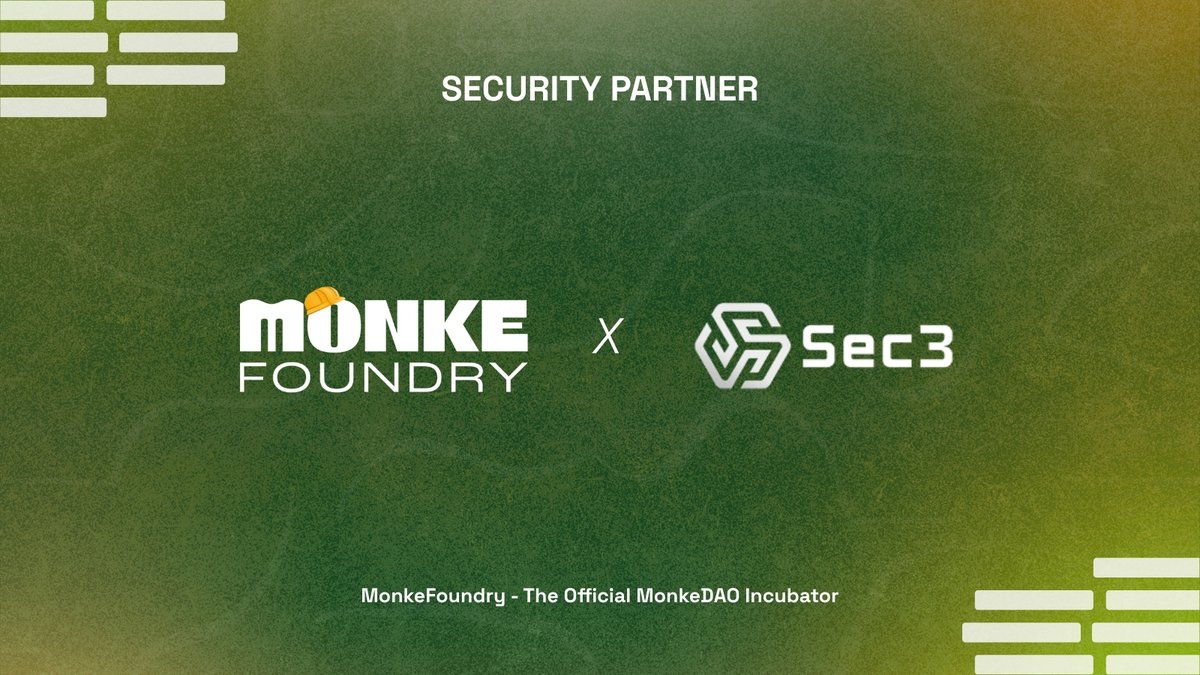 MonkeFoundry's tweet image. We’re proud to welcome @sec3dev as our Security Partner !

Sec3 will support our first cohorts with priority access to security expertise and guidance, helping early-stage teams build safer products on @solana.

This collaboration strengthens our shared mission of empowering…