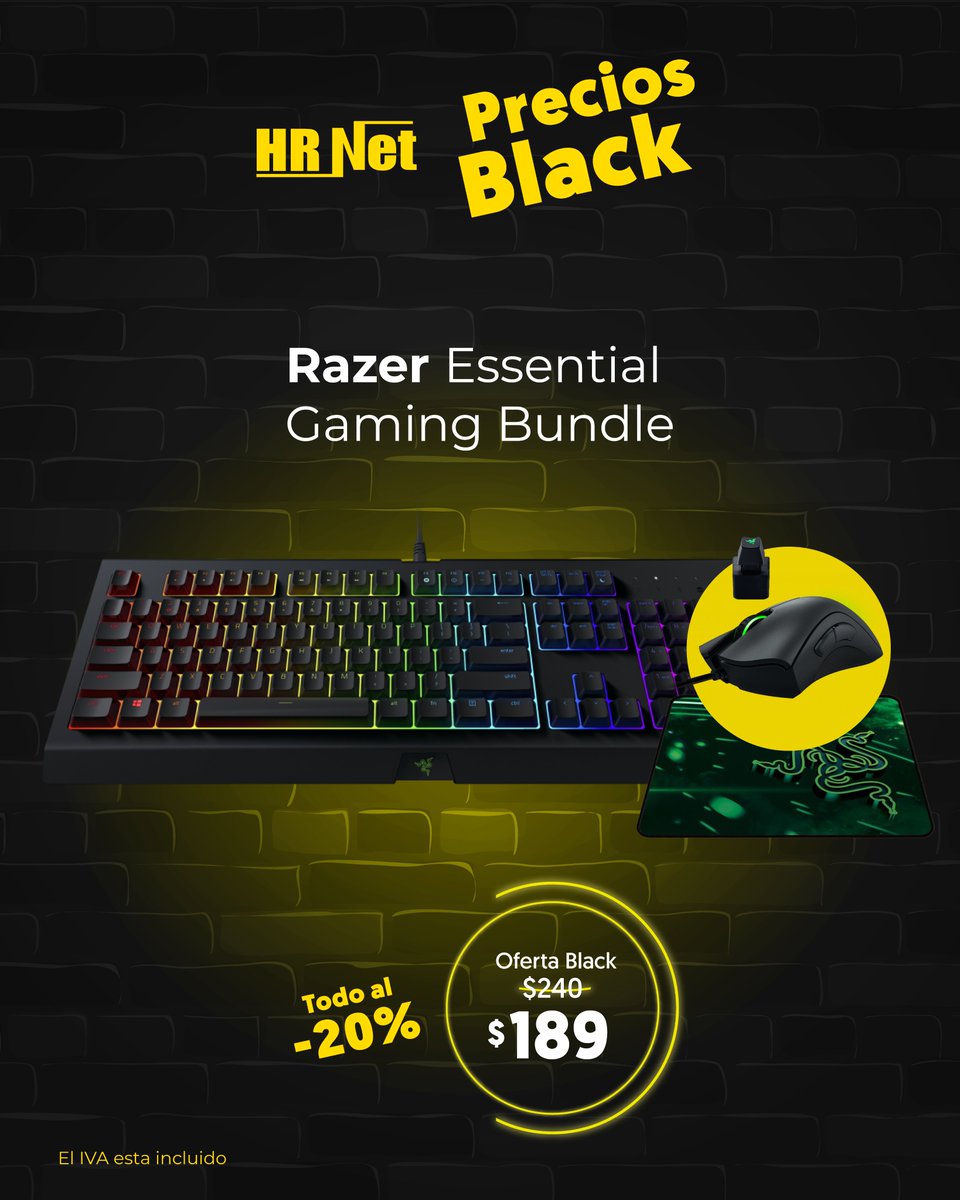 hrnetsa's tweet photo. 📷 Razer Essential Gaming Bundle – arma tu setup serio!
Si pasas horas en ranked sabes que el periférico sí hace diferencia: comodidad, respuesta, precisión.
📷 Mándanos un WhatsApp al 0999422798 con la frase RAZER BLACK.
#HRNET #PreciosBlack #Razer #GamingBundle #SetupGamer https://t.co/pTxicbR3Vr