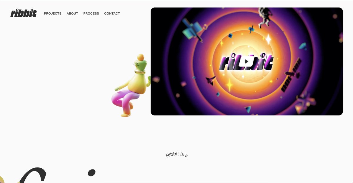 CommArts's tweet image. WEBPicks: @nyance and @iltp bring Ribbit’s curiosity-led identity to life through a bold, character-driven site with custom animation. ow.ly/Rsvo50XwQ5B