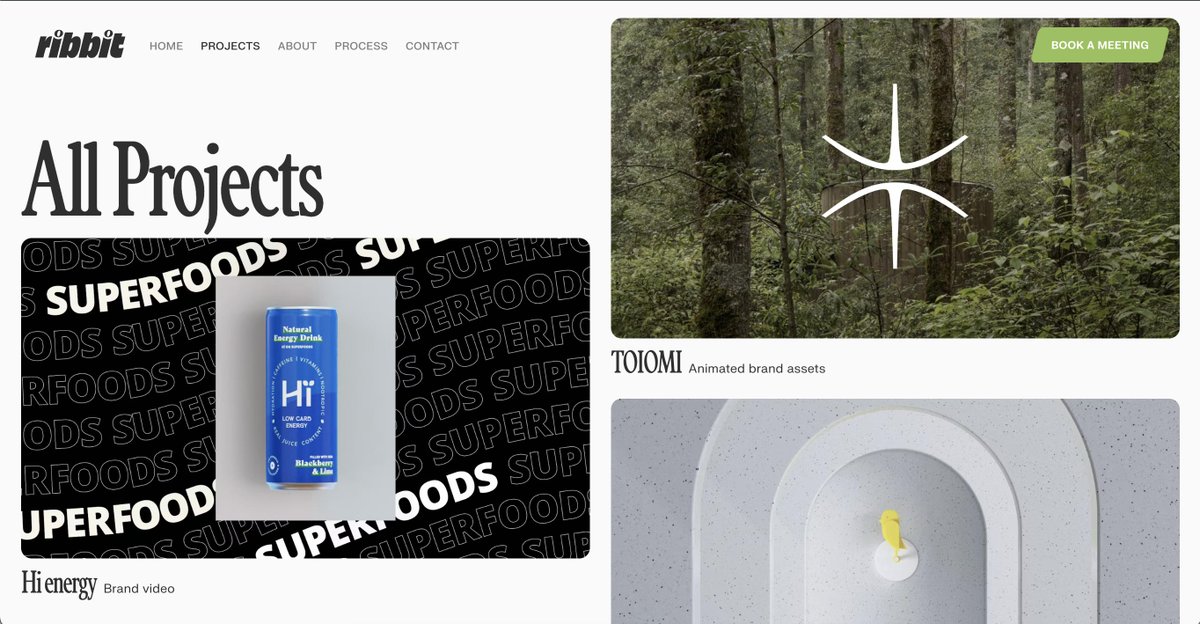 CommArts's tweet image. WEBPicks: @nyance and @iltp bring Ribbit’s curiosity-led identity to life through a bold, character-driven site with custom animation. ow.ly/Rsvo50XwQ5B