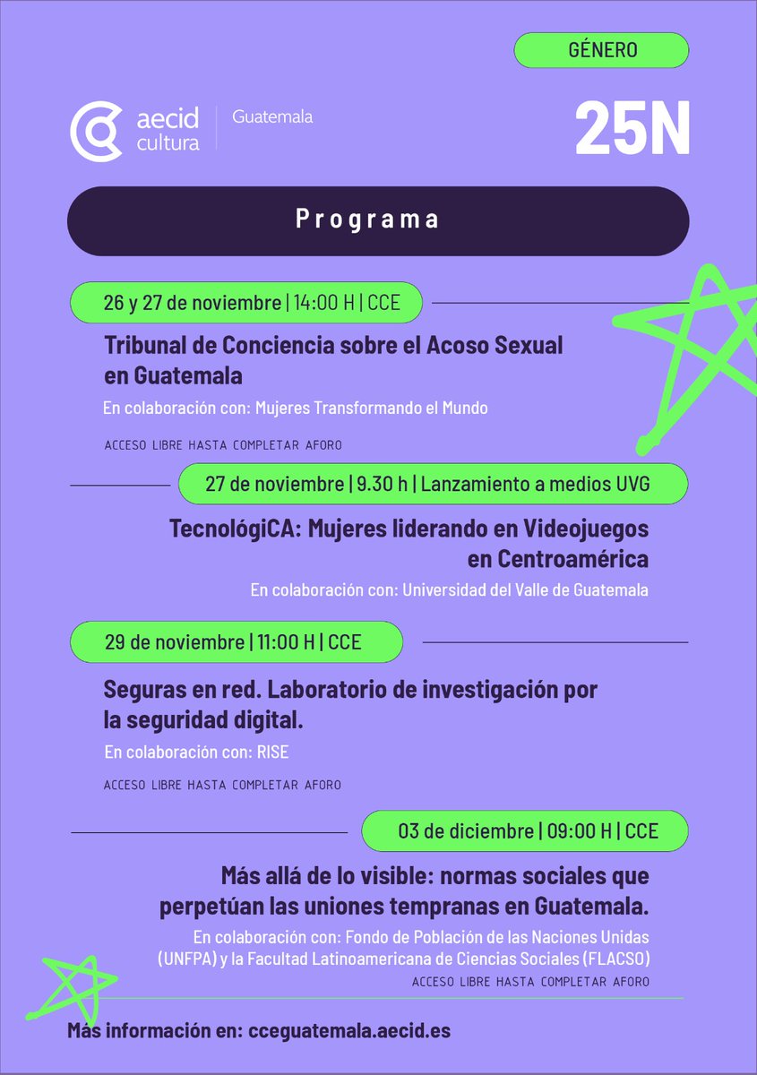🧡 En el Día Internacional para la Eliminación de la Violencia contra la Mujer #25N, compartimos una agenda de actividades para reflexionar y accionar frente a las violencias que atraviesan a mujeres y niñas.

Unéte  a la construcción de entornos más seguros, libres y justos. 💫