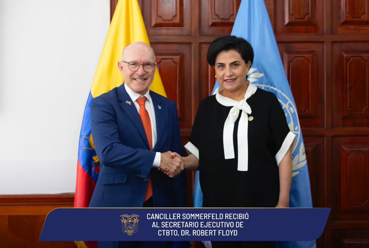 La canciller <a href="/gabisommerfeld/">Gabriela Sommerfeld</a> recibió al secretario ejecutivo de la Comisión Preparatoria de la Organización del Tratado de Prohibición Completa de los Ensayos Nucleares, Dr. Robert Floyd, para fortalecer la cooperación y revisar avances en mecanismos de verificación internacional