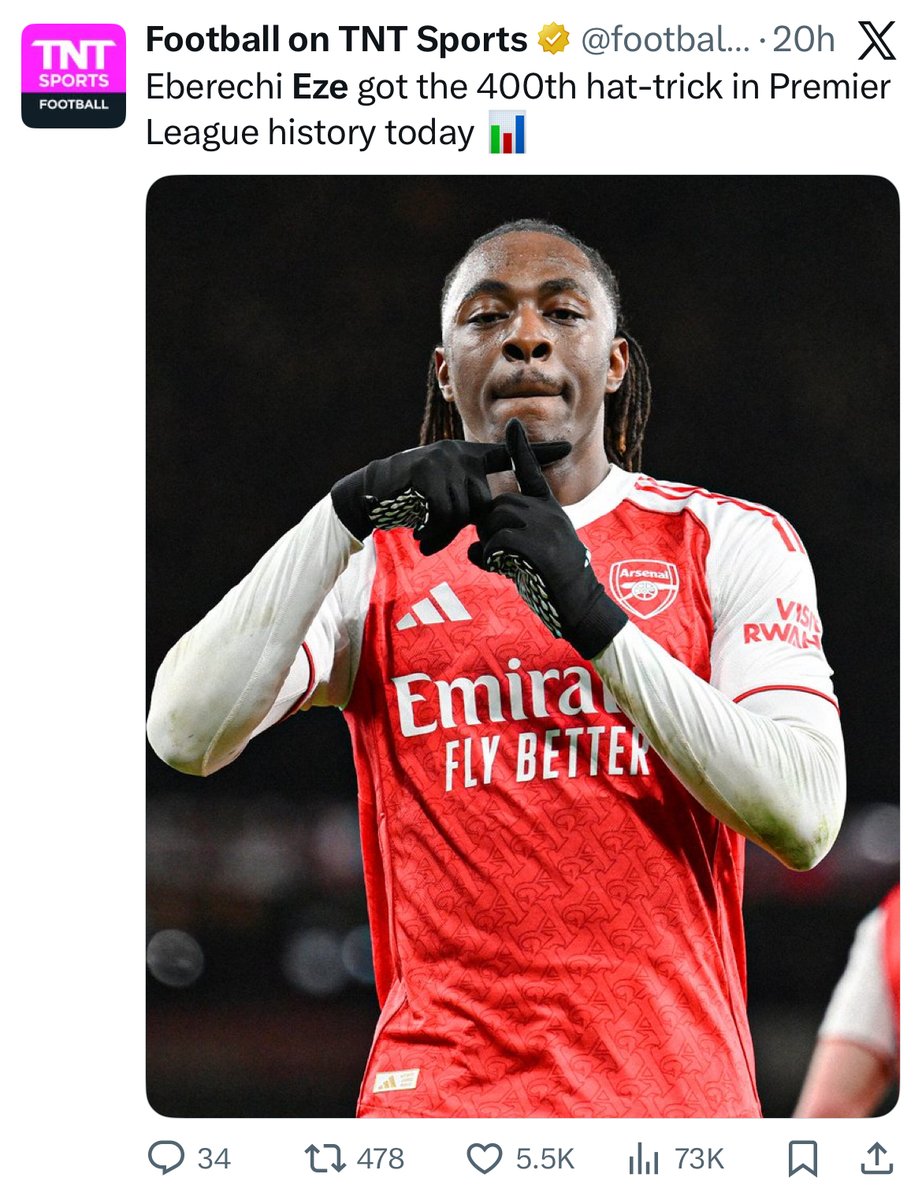 StatsPerform's tweet image. This weekend’s North London Derby showed how quickly two well-timed insights can become 𝑡ℎ𝑒 story.

Minutes after Eberechi Eze&apos;s third goal, our Data Insights team surfaced two major historical milestones through 𝙾𝚙𝚝𝚊 𝙻𝚒𝚟𝚎 – the first North London Derby hat-trick in 47…