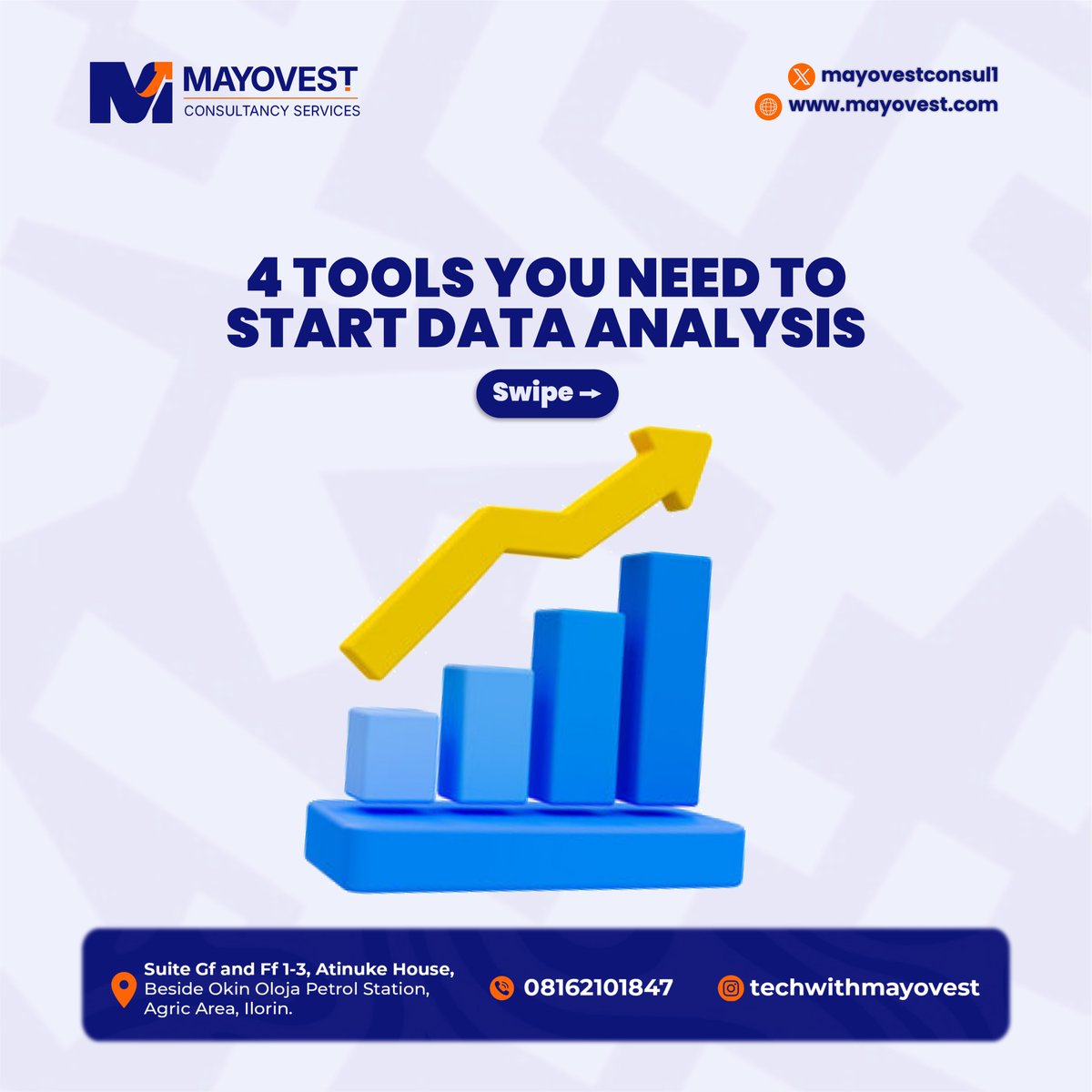 Mayovestconsul1's tweet image. Data Analysis isn’t as complex as it looks.

Here are the beginner tools you need to get started and make sense of data.

Want to learn Data Analysis the right way?
Our training is ongoing. DM to join.

#DataAnalysis #DigitalSkills #TechWithMayovest
