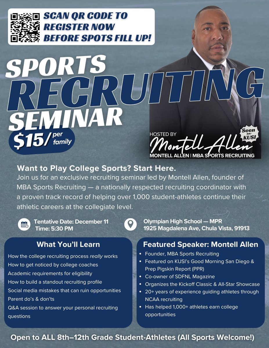 MBASports1's tweet image. Get a leg up on recruiting.. get all your questions answered. Come join us on 12/11.