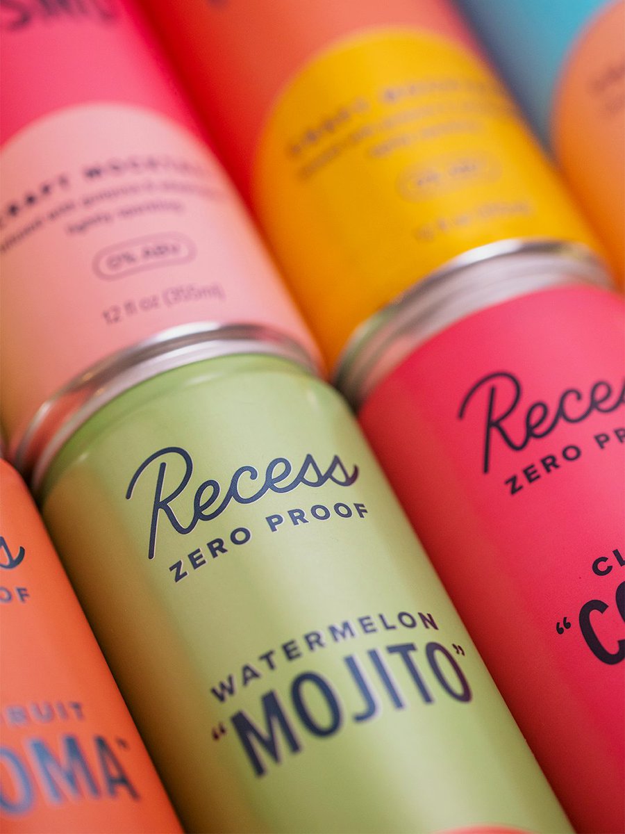 PENTAWARDS's tweet image. Recess mocktails&apos; #packagingdesign uses bold, playful colour blocking to distinguish each flavor, with minimalist typography and soft matte finish giving it a modern, refreshing feel. #DailyDesignInspiration