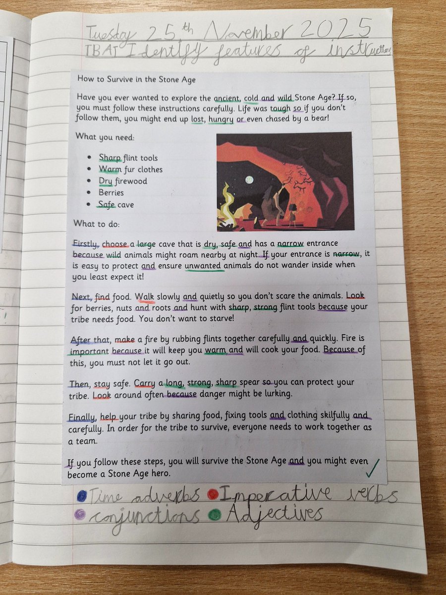 In English, we have been exploring the key features of instructions.