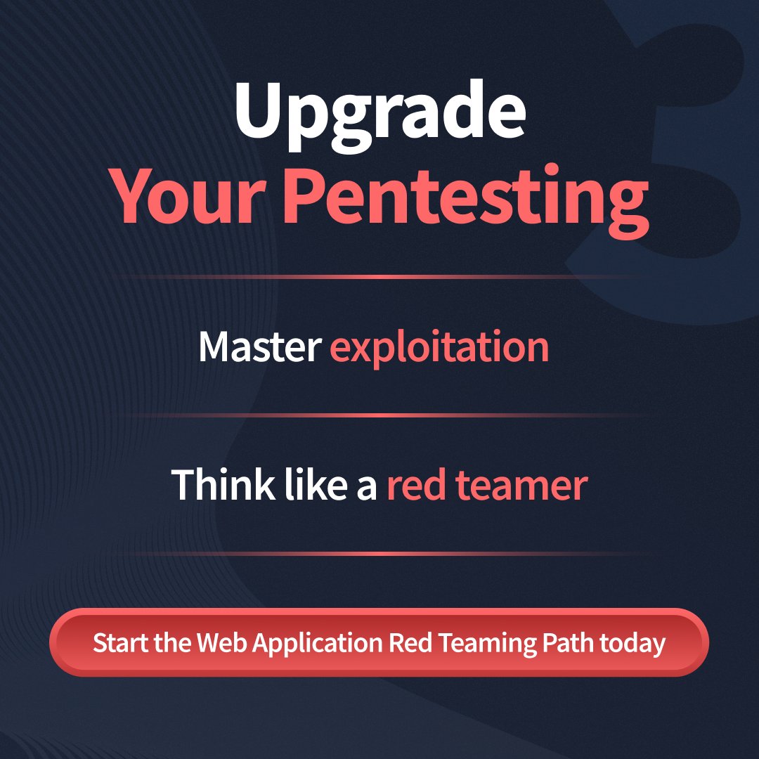 tryhackme's tweet photo. 🔴 The NEW Web Application Red Teaming learning path just launched 🔴 

This path teaches you to think and operate like a modern attacker: Automating tooling, bypassing controls, breaking crypto, chaining flaws, attacking LLM-based systems, and evading WAF protections. Every module is hands-on, scenario-driven, and focused on real attack techniques used today.

If you’re ready to go from “I found the bug” to “I OWN the system”, this is your path.

👉 Start the Web Application Red Teaming Path today. https://t.co/CZWIYxi8rF
Want to read more about what each module has to offer, read the full blog in the comment!