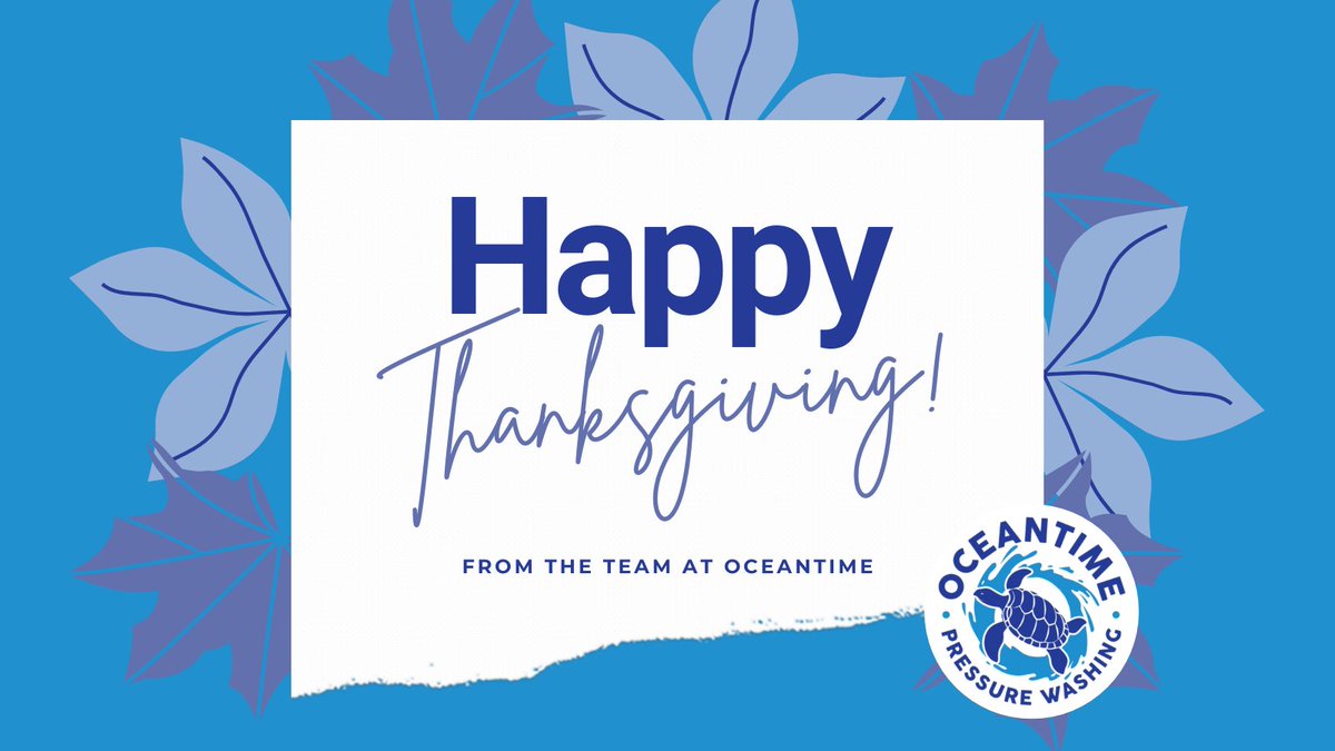 OceantimeLLC's tweet photo. #HappyThanksgiving from all of us at Oceantime Pressure Washing!

We’re grateful for our wonderful clients and the opportunity to keep your homes looking their best. Wishing you a holiday filled with warmth, laughter, and gratitude!

#SoftWashing #CleanProperty #LocalBusiness https://t.co/wspM4FSpPX