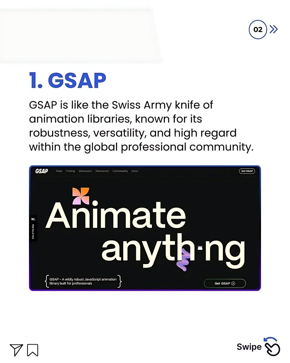 11xcoder's tweet image. Transform your static websites into dynamic, stunning experiences. Animation is the key to creating engaging user interfaces, and with the right JavaScript tools, the possibilities are limitless!

#WebAnimation #JavaScriptLibraries #FrontendDevelopment