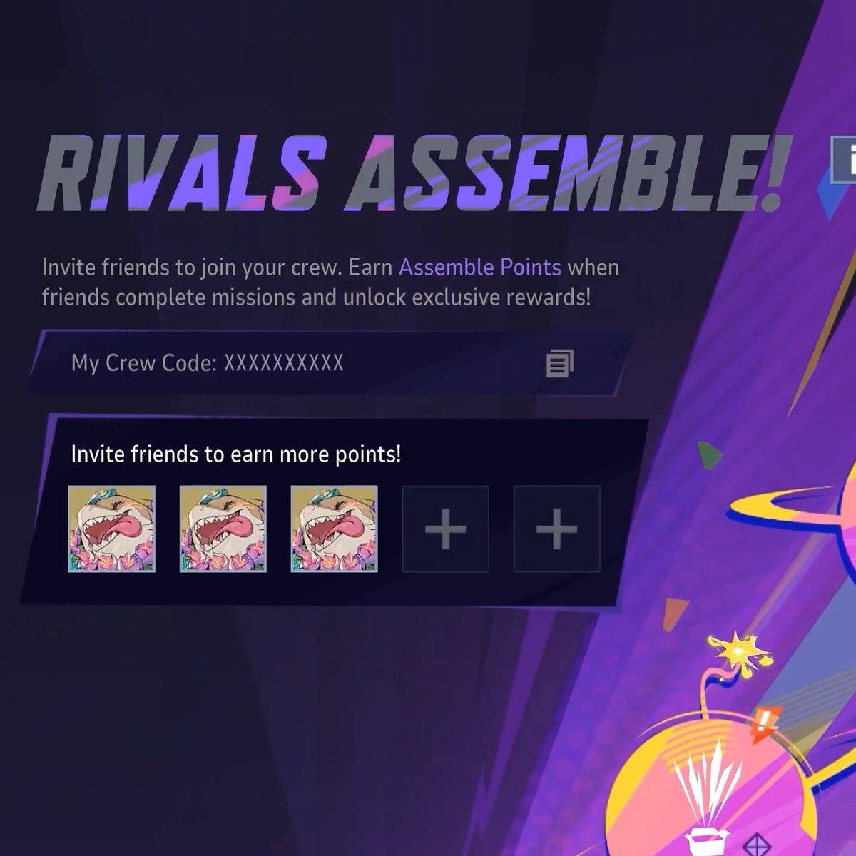 RivalsAssembled's tweet image. ‼️INVITE FRIENDS TO EARN 600 UNITS 

Invite your friends to a crew. If you invite 6 people, you can get 600 units for FREE.