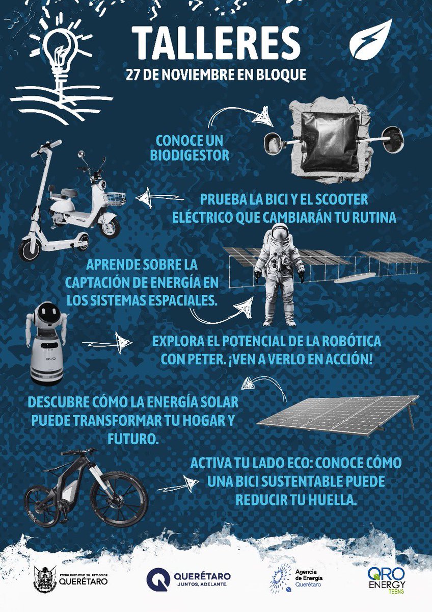💡 Este jueves te esperamos en los talleres de Qro Energy Teens.
Vive actividades diseñadas para inspirar, aprender y conectar con la energía del mañana.