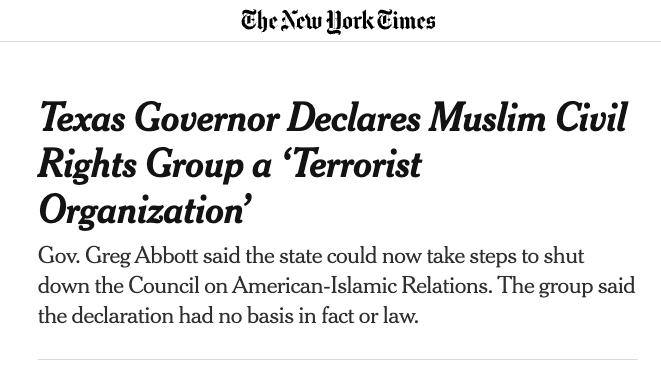 repdeliaramirez's tweet image. The persecution and targeting of dissenting voices is an attack on our First Amendment.

Greg Abbott’s designation of CAIR as a “terrorist organization” is no more than an attempt to silence us and vilify Muslim and Arab voices.

Attacks on Muslim and Arab Americans make us all…