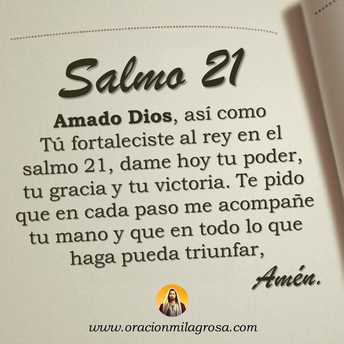 SALMO 21 PARA TRIUNFAR EN TODO LO QUE HAGAS: Amado Dios, te pido que me des fuerza y prosperidad, que bendigas mis proyectos y guíes mis decisiones; Que tu favor abra puertas y tu voluntad me lleve al triunfo en todo lo que haga.

Mira este vídeo en: youtu.be/guL2e3ESu9w ✨