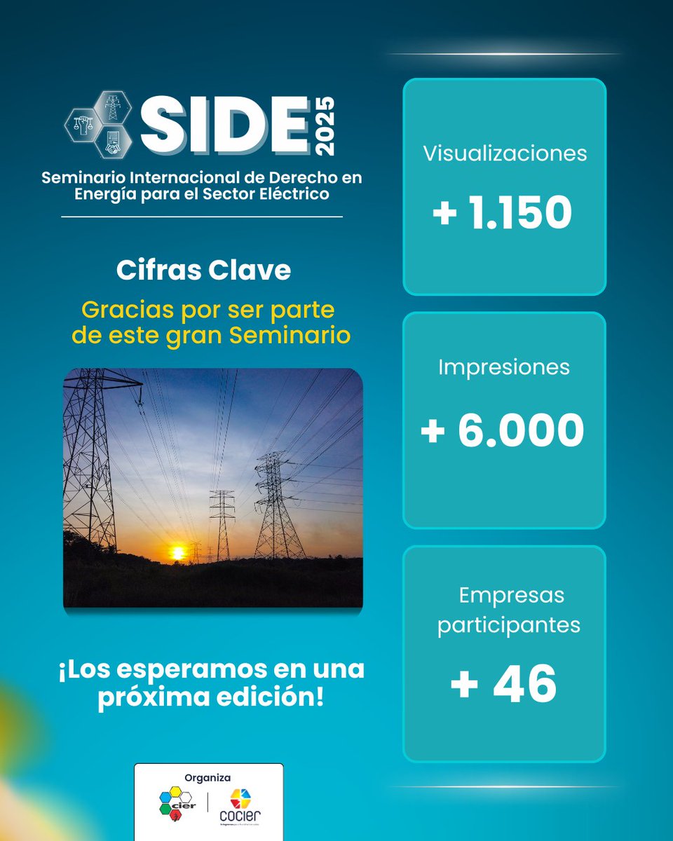 COCIER_'s tweet image. Gracias por acompañarnos en el SIDE 2025. Un seminario que reafirma la importancia del análisis jurídico en el futuro energético.

Seguimos avanzando juntos hacia un sector más sólido y conectado ⚡

#Energía #SIDE #Derecho