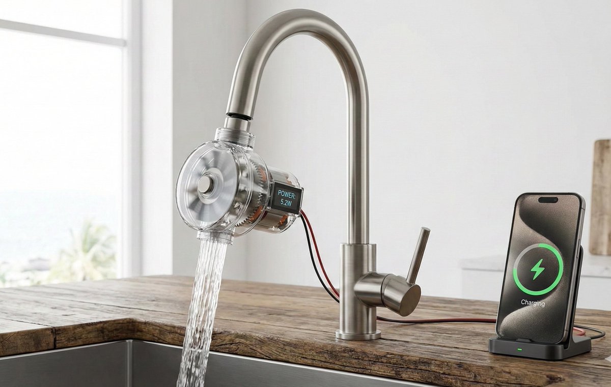 djcows's tweet image. Startup idea: faucet turbine to generate electricity from running water