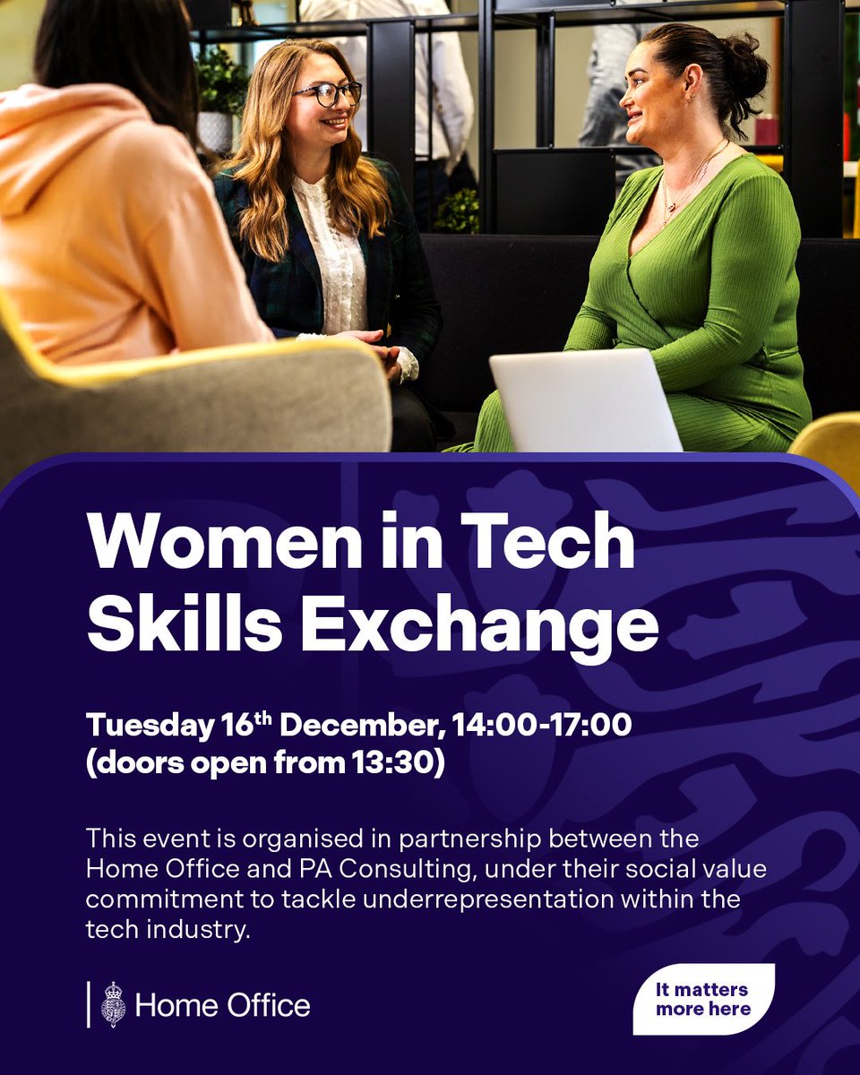 Home_OfficeJobs's tweet image. The Women in Tech Skills Exchange is back for its ‘winter edition’. So, if you’re interested in starting a career in tech, reserve your space at our free event. 

Places are limited so reserve your spot today and join the conversation: eu1.hubs.ly/H0pZBdT0