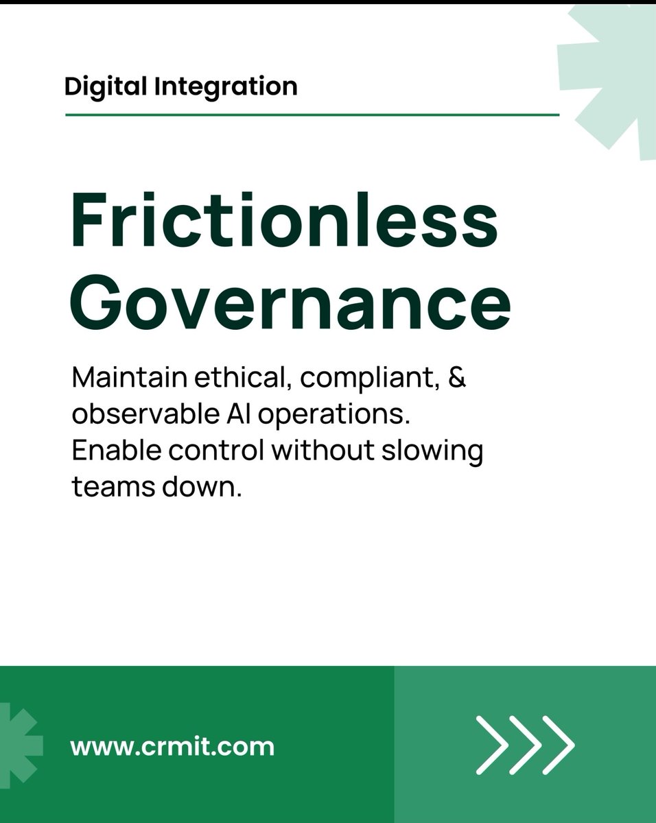 crmitsolutions's tweet image. AI isn’t failing. The operating model is.

To scale AI, you need : -

Federated execution + Central governance + Capability uplift + Resilience.

What’s your governance model ?

#AgenticEnterprise #AI #MuleSoft