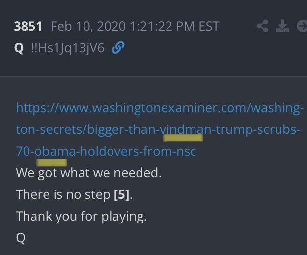 Back4TheStorm's tweet image. Vindman 🤣
There is no step [5]