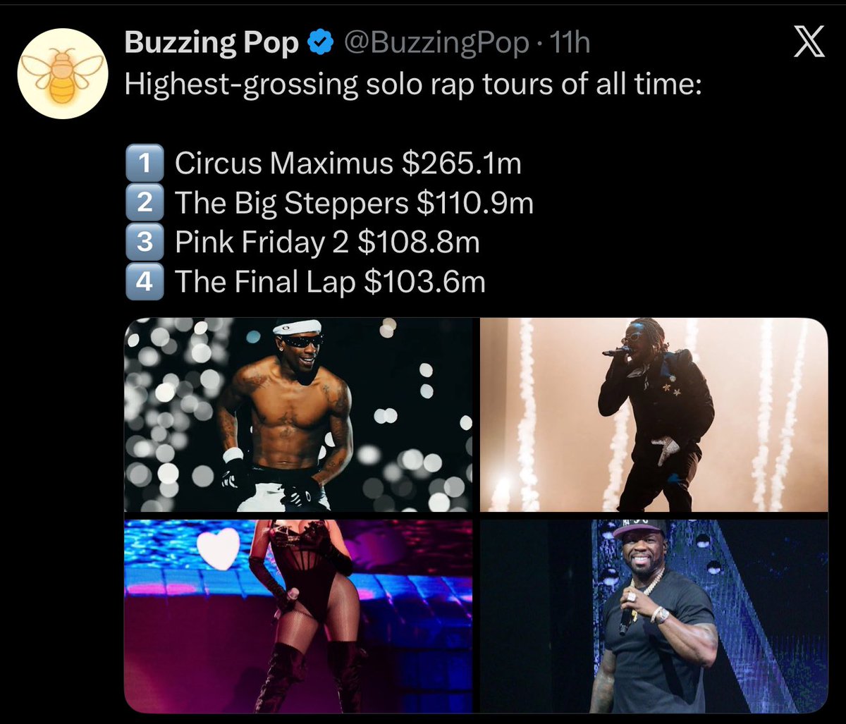 erion_jordan's tweet image. Daily reminder that Nicki Minaj has the 3rd highest grossing rap tours of all time! 😏💪🏾🦄