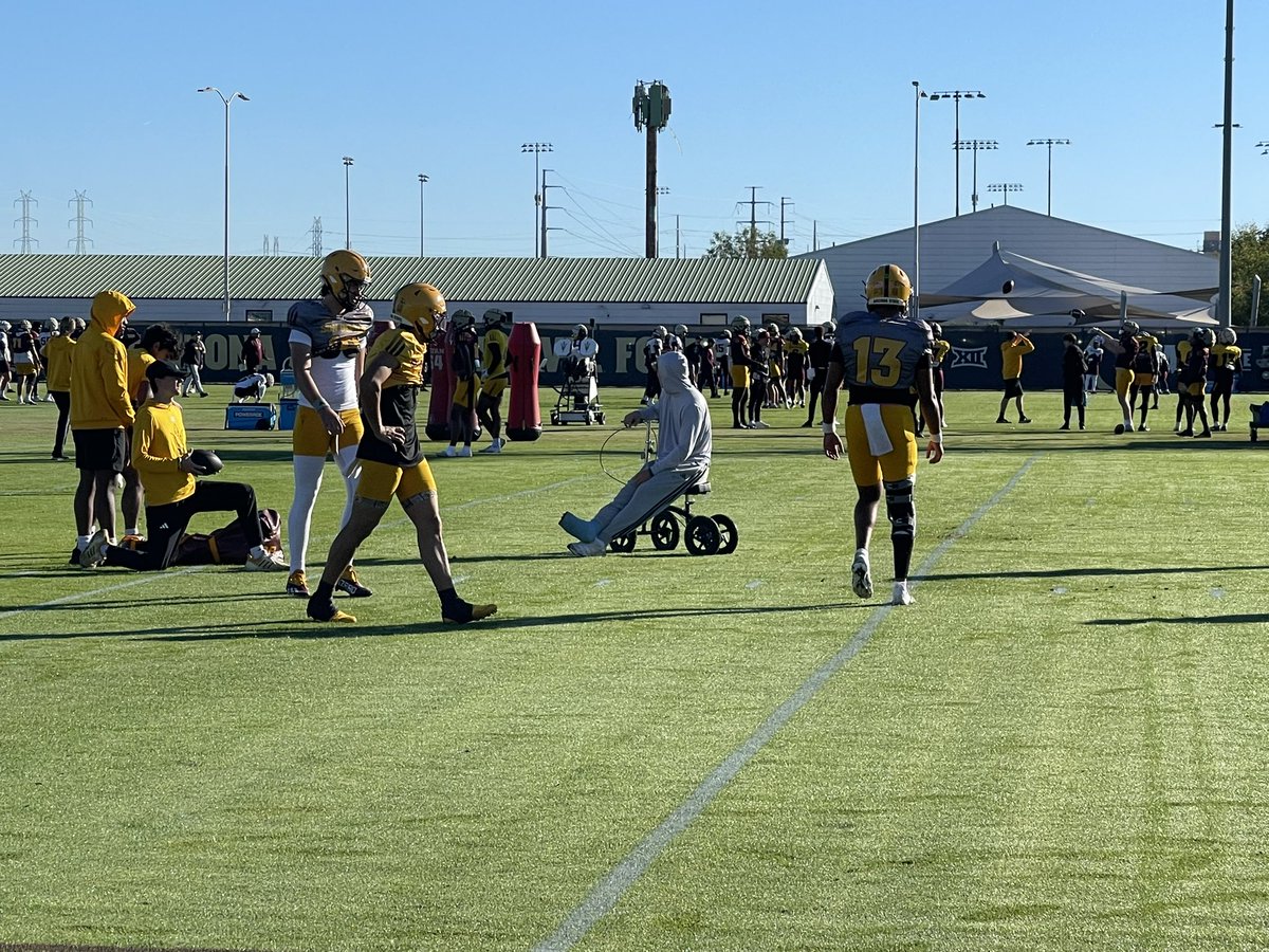 Arizona State QB Sam Leavitt at practice this morning.