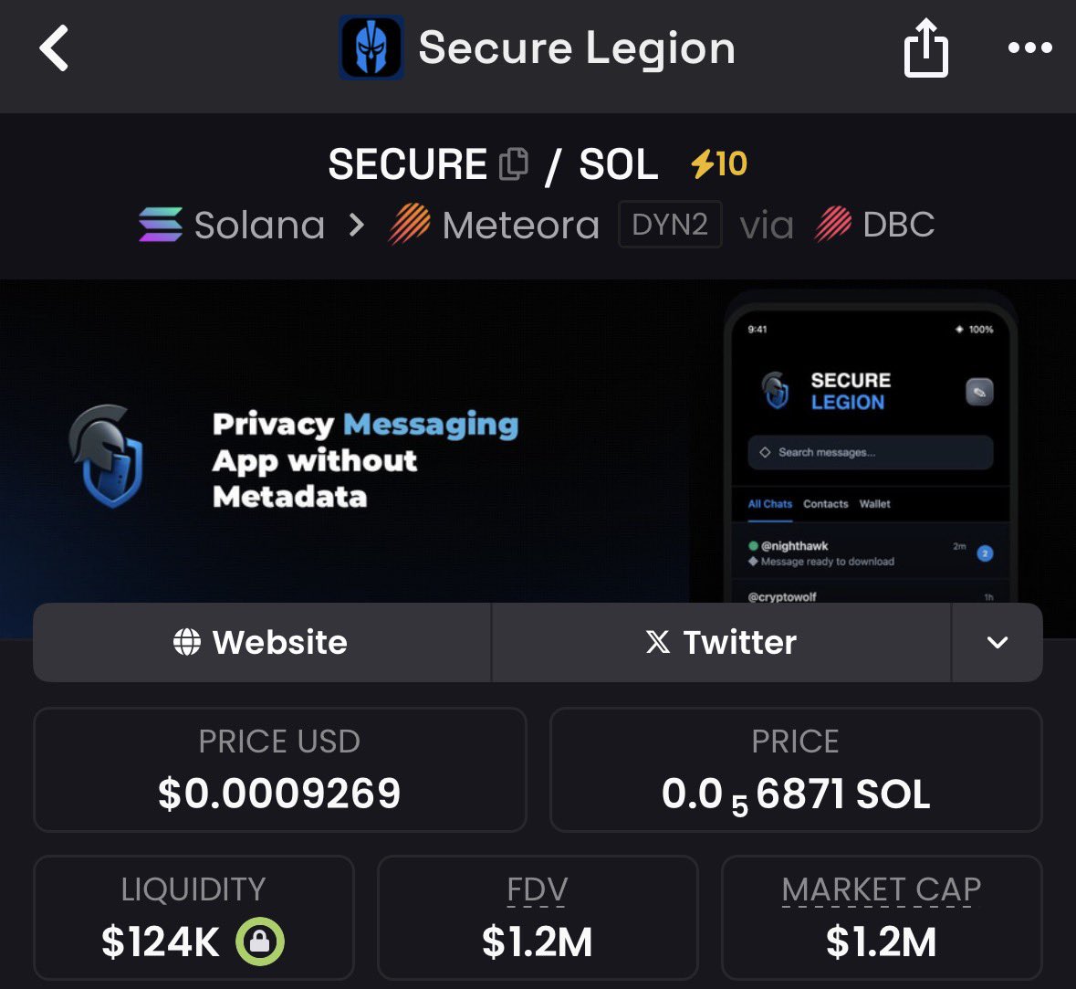 BoughtTopAgain's tweet photo. $SECURE is revolutionizing privacy with an encrypted messaging and wallet identity app that ensures true confidentiality.

No servers
No metadata

Just pure privacy.

Audited by @PerkinsFund 

Sitting at around $1M is ridiculously undervalued.

Bidding more, expecting run to 8 figs very soon.

GFJbQ7WDQry73iTaGkJcXKjvi1ViFTFmHSENgz92jFPP