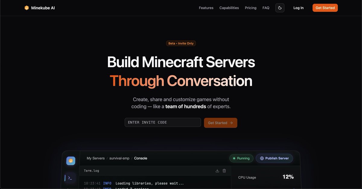 robinbraemer's tweet image. Just made #opencode the brain of @minekube‘s new Minecraft server hosting linked to custom expert MCPs.

Chat what you want to build without leaving the game. Try the free beta!