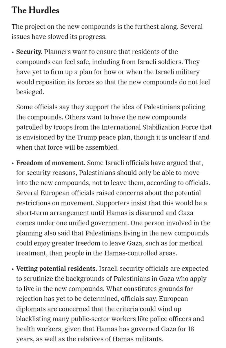 Seamus_Malek's tweet image. The US is moving forward with building &quot;model compounds&quot; for Palestinians to live in on the IDF-held side of the Yellow Line in Gaza, but the structures will only be temporary, residents would be vetted by Israeli intelligence, and those moving in would never be allowed to leave.