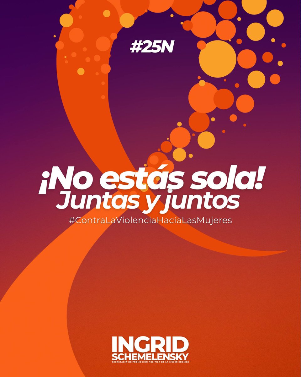 Hoy, en este #25N, levantamos la voz con fuerza:
¡Ni una sola mujer más viviendo con miedo!
Que este grito resuene donde antes hubo silencio.
No estás sola: juntas y juntos somos una fuerza imparable. 🧡💜💙

#NiUnaMás #DíaNaranja #AltoALaViolencia #25N #IngridSchemelensky