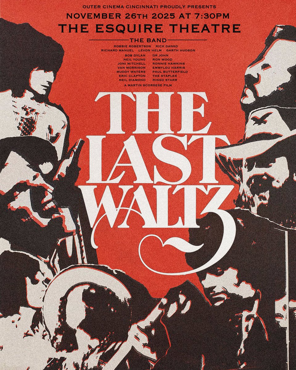 THE LAST WALTZ tomorrow at the <a href="/EsquireTheatre/">Esquire Theatre</a> - come spend your Thanksgiving Eve with Levon, Rick, Robbie, Garth, Robert and Marty. 
Come for torqued up Neil, stay for Van the Man’s high kicks
