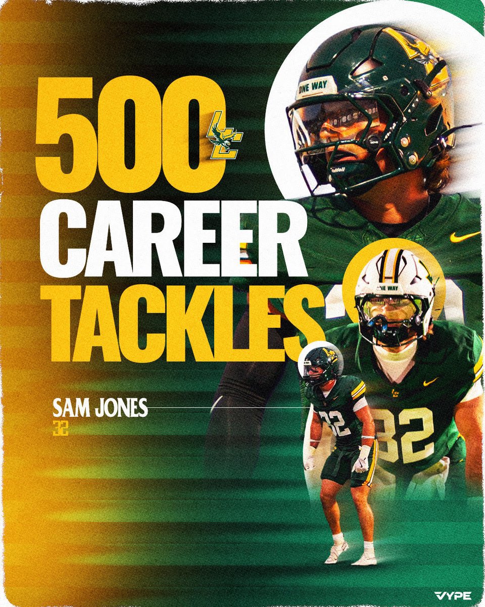 LCAFriscoFB's tweet image. Congratulations to 2026 LB Sam Jones for surpassing 500 career tackles for his career. This includes Solo and Assisted Tackles + TFLs and Sacks. 

Sam has started at Linebacker since the middle of his freshman year and is a 2-time Team Captain. 

@SamJones_2026 is #UNCOMMON!