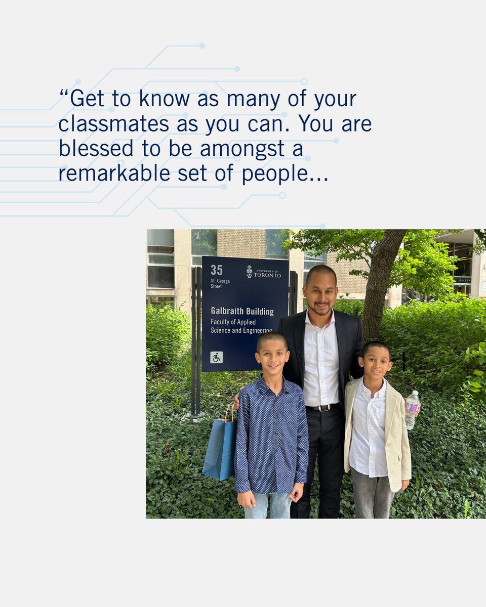 eceuoft's tweet image. Drawn to U of T for its world-class engineering community and urban energy, Hammad Ahmar&apos;s (ECE 0T5 + PEY) time in ECE taught him one lasting lesson: &quot;...never underestimate what bright minds can achieve together.&quot;
#eceuoft #UofTEngineering #UofTAlumni