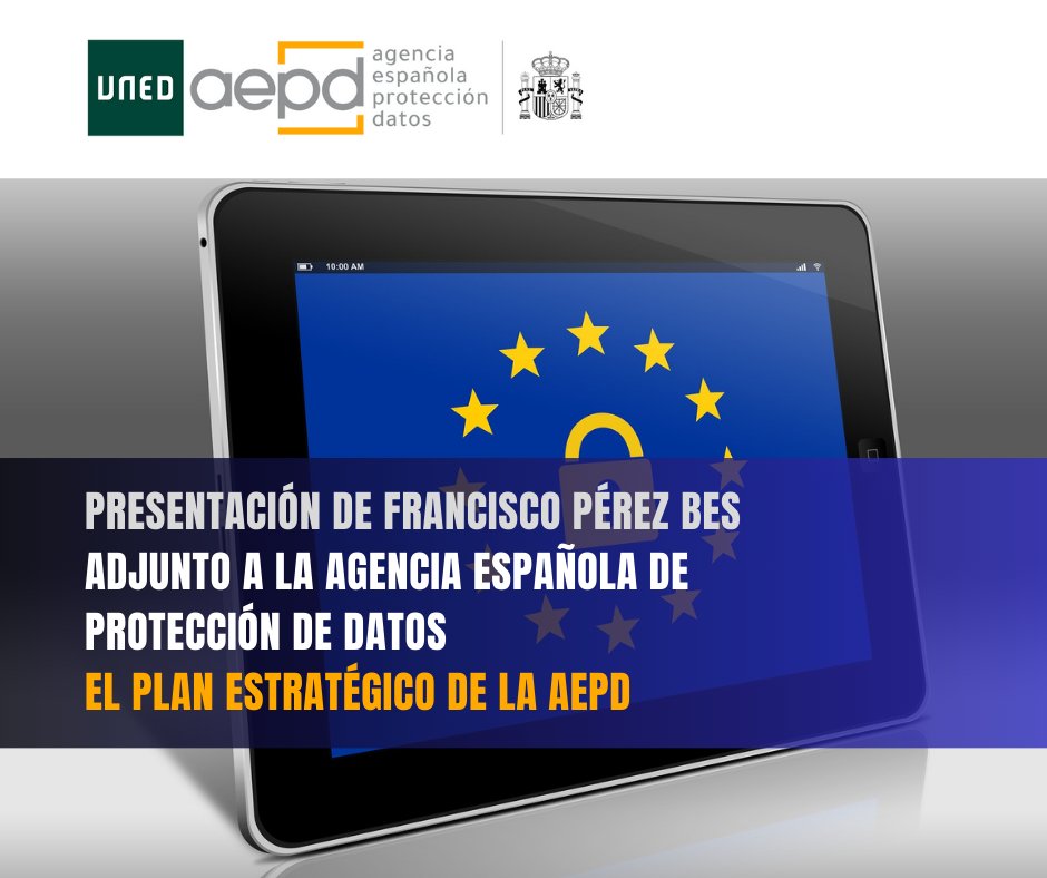 Desde el Máster en el RGPD (reglamentodatos.com) (UNED en convenio con la <a href="/AEPD_es/">Agencia Española de Protección de Datos</a>) compartimos la presentación de FRANCISCO PÉREZ BES, Adjunto de la AEPD, sobre el EL PLAN ESTRATÉGICO DE LA AEPD
Enlace: masterbigdataonline.com/video/presenta…
<a href="/FundacionUNED/">Fundación UNED</a> <a href="/pacoperezbes/">Francisco Perez Bes</a> #RGPD #aepd