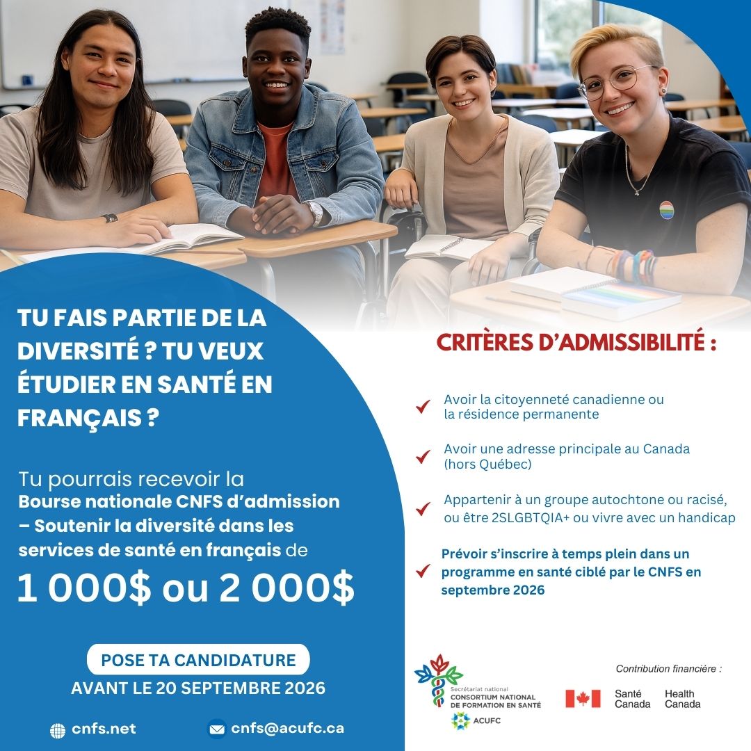 Tu fais partie de la diversité et envisages une carrière en santé ?

📢Le concours 2026 de la Bourse nationale CNFS d’admission est ouvert!

➡️Postule maintenant!
cnfs.net/etudiantes/#bo…