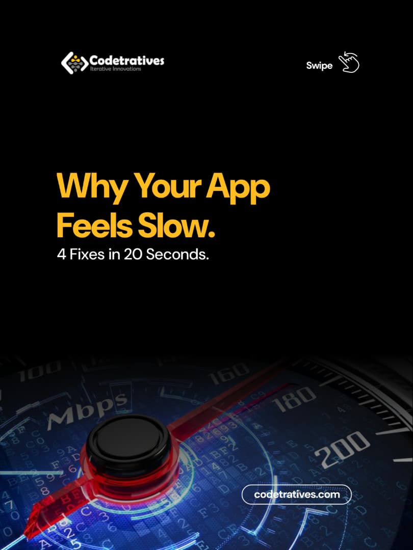 codetratives's tweet image. #TechTipTuesday
 A slow app doesn’t just frustrate users, it silently kills your retention.
#Codetrative #AppPerformance #DevTips #HowWeBuild #IterateBetter