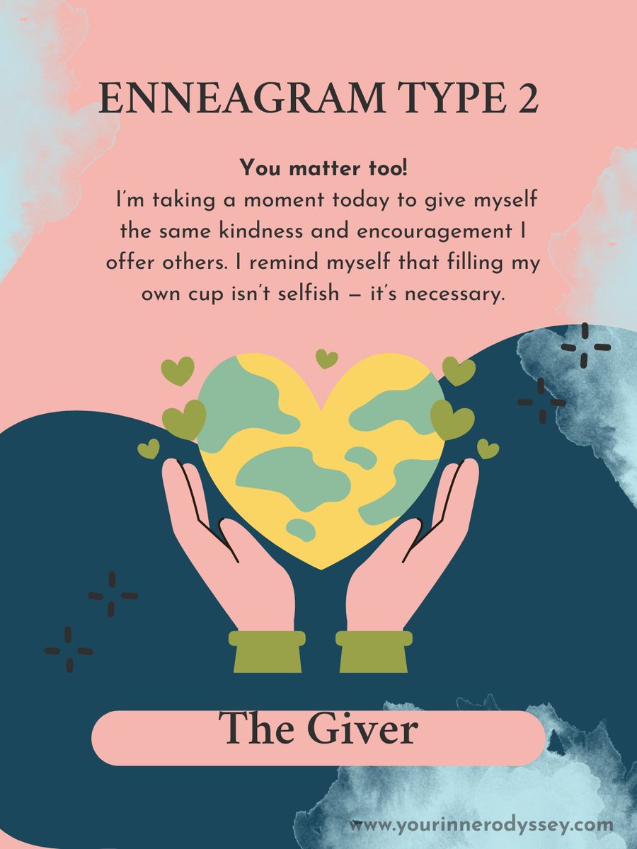 innerodyssey9's tweet photo. Could this be YOUR core type? 

❤️ Enneagram Type 2 — The Giver
Generous, empathetic, and connection-driven, Type 2s crave appreciation and love. They support others while often neglecting themselves. Does this feel like you? Learn more—link in bio!
#Enneagram101 #PersonalGrowth https://t.co/GldCGvJzKr