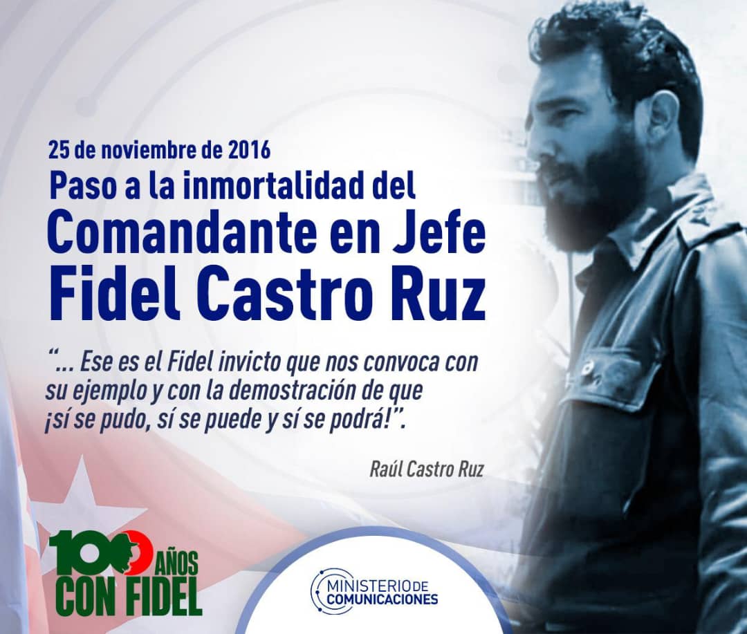 A 9 años de la partida física de #Fidel, su visión sigue guiando la #TransformaciónDigital en #Cuba. Joven Club, la UCI y el talento creado por la Revolución nos permiten avanzar con paso firme, desafiando el bloqueo imperialista y honrando siempre el legado de #100AñosConFidel.
