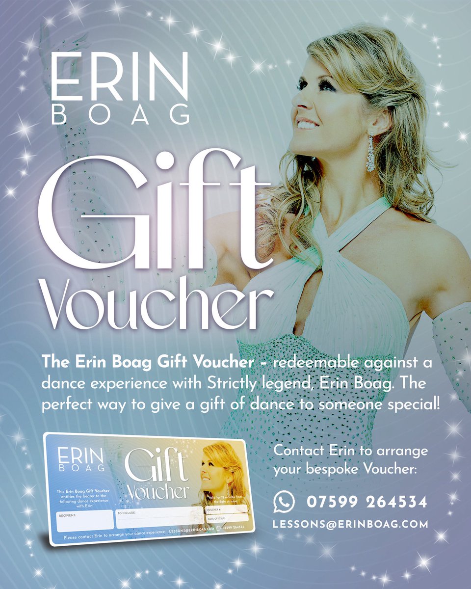 Erinboag's tweet photo. Are you looking for a thoughtful gift this Christmas?
Erin Boag Dance Gift Vouchers are now available and can be posted directly to you.
To order, please email lessons@erinboag.com

#giftvoucher #ballroom #latin #christmas #scd https://t.co/Dt38ftDlJq