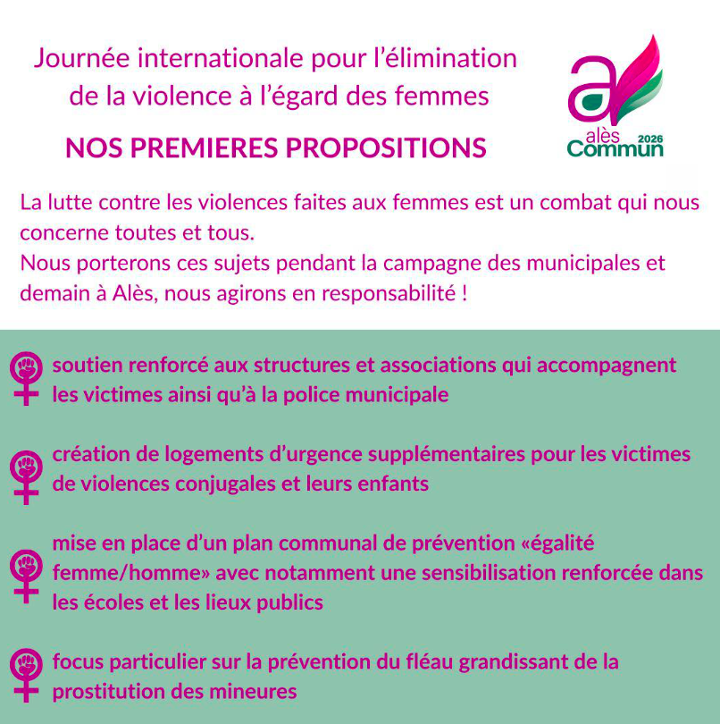 AlesCommun's tweet photo. En cette journée internationale pour l’élimination de la violence à l’égard des femmes, nous présentons nos premières propositions pour agir à Alès. ✊ https://t.co/lgx78OSEbO