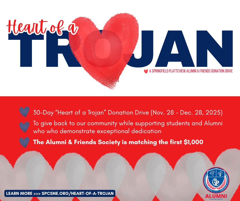 We hope your Thanksgiving was filled with warmth and gratitude! Today, we’re proud to launch our 30-Day Heart of a Trojan Donation Drive, led by the Alumni &amp; Friends Society to support our community and the next generation of Trojans. spcsne.org/heart-of-a-tro…