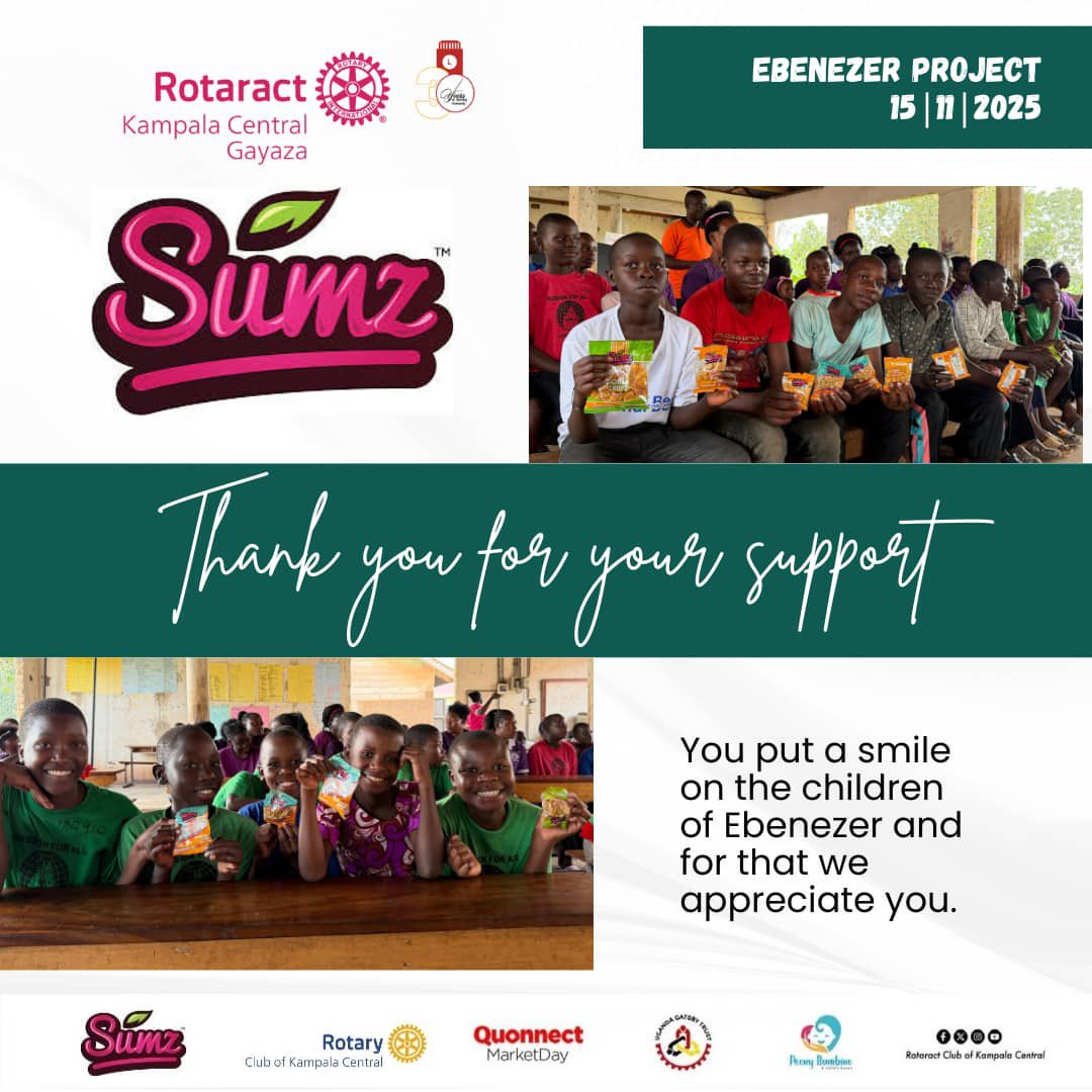 ROCK_Kampala's tweet photo. The children absolutely loved the Sumz snacks🌟 

Their smiles and excitement said it all. A big thank you to @sumz_snacks for being our amazing project partner. Your support continues to enrich our community activities and bring joy to the🙏💛

#Ebenezer2025
#RotaryEyamba https://t.co/wHfHEdK2P4