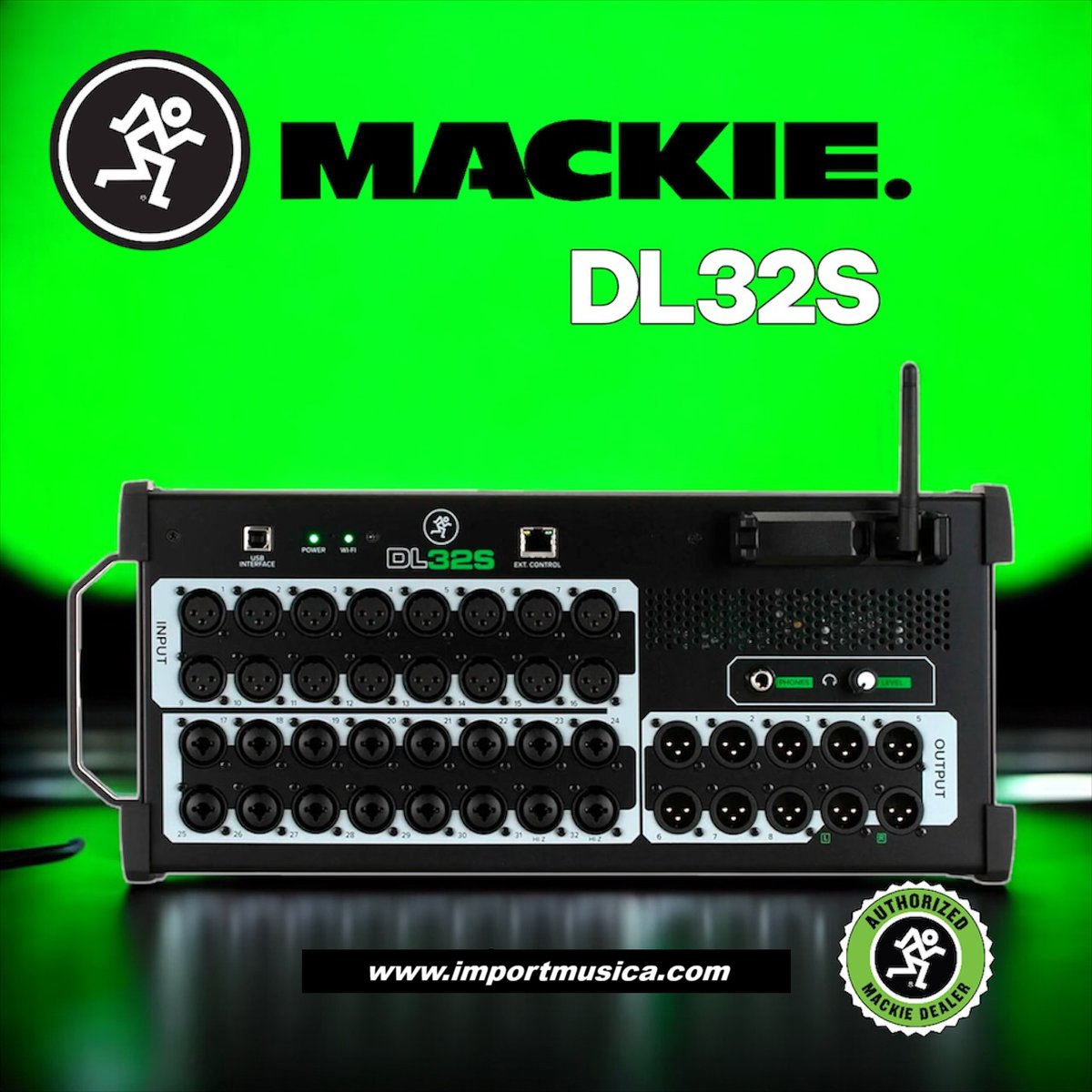 ImportMusica's tweet image. Mackie DL32S Mezclador digital en rack
Mezclador digital en rack de 32 canales con interfaz de audio USB 2.0 integrada de 32 entradas y 32 salidas
 -Red Wi-Fi incorporada
-4 procesos de efectos estéreo
-32 canales de entrada
-15 buses de salida