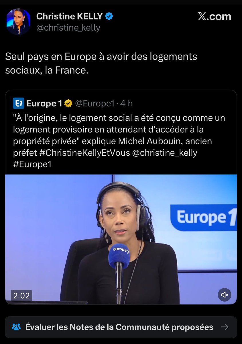 Encore un exemple de falsification de la réalité <a href="/PascalPraud/">Pascal Praud</a> <a href="/christine_kelly/">Christine KELLY</a> ! 

Part de logements sociaux selon les données ESDE / DG EMPL : 

- Pays-Bas : 34,1 %
- Autriche : 23,6 %
- Norvège : 23 %
- Danemark : 21,3 %
- Suède : 20 %
- France : 14 %
- Irlande : 12,7 %
-