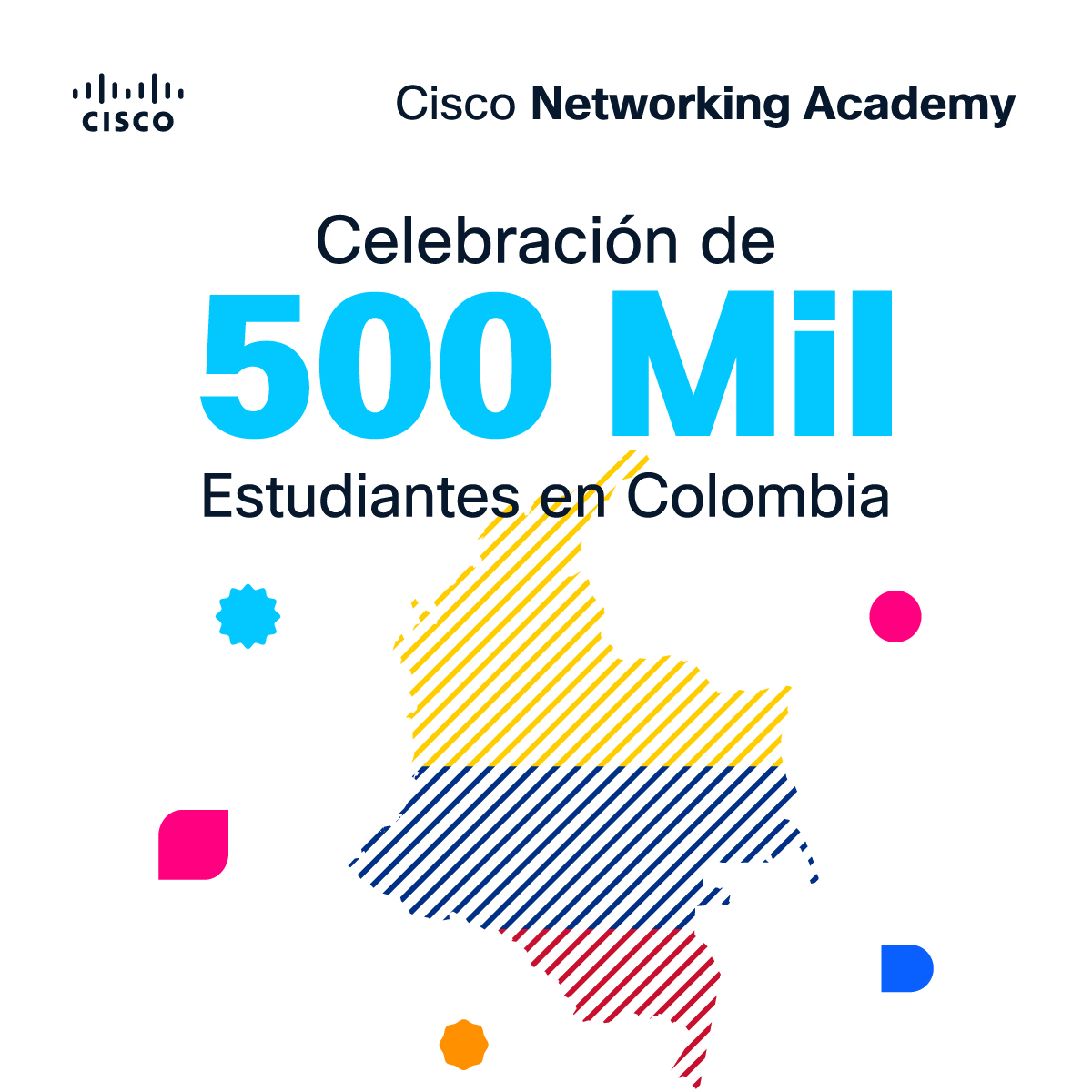 CiscoNetAcad's tweet image. 🎉 Colombia has reached 500,000 students in Cisco Networking Academy! 🇨🇴✨

Thanks to all the students and partners who make this great community possible. Let’s keep learning and growing together towards a future full of opportunities in technology, cybersecurity, AI, and more!