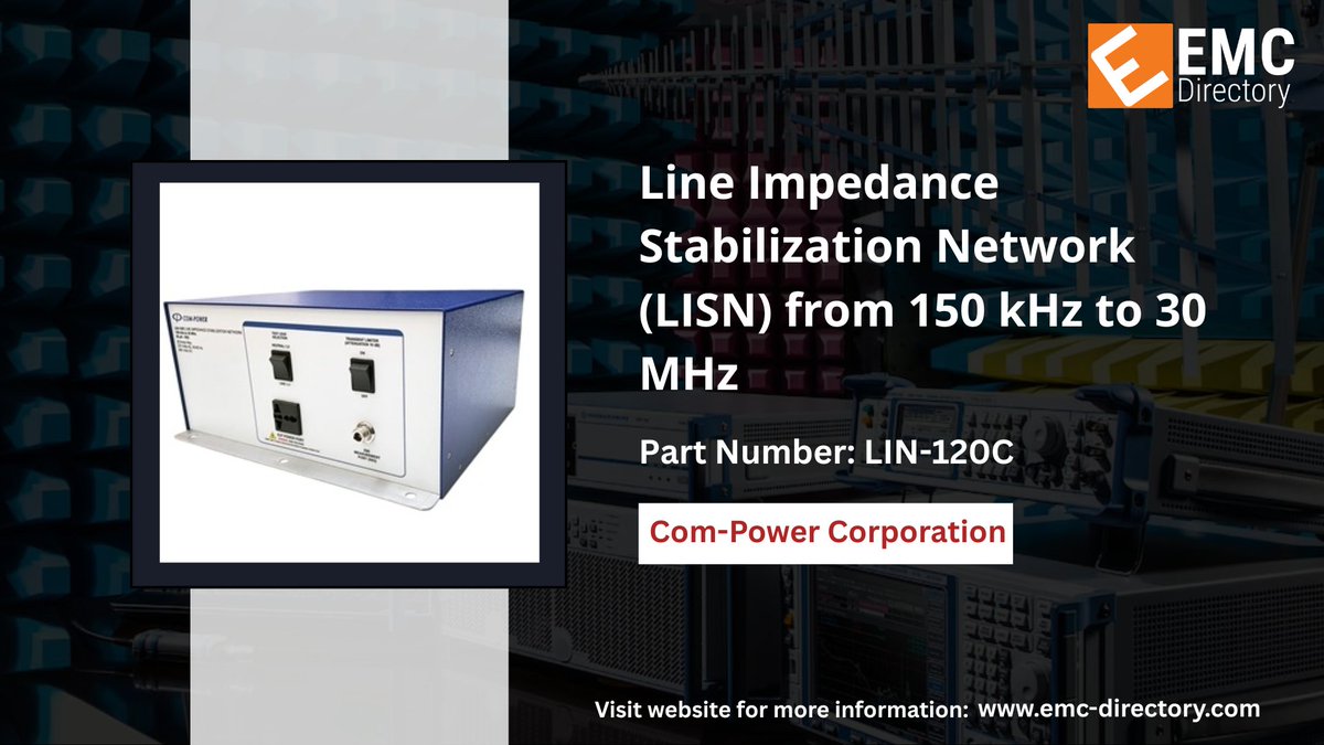 emcdirectory's tweet image. Ensure accurate and compliant power line EMI testing for conducted emissions with the Com-Power LIN-120C, trusted by EMC professionals worldwide.

Read More: ow.ly/55rI50Xxm8U

#ComPower #LIN120C #ConductedEmissions #PowerLineEMI #EMCTesting #LabEquipment #GlobalCompliance