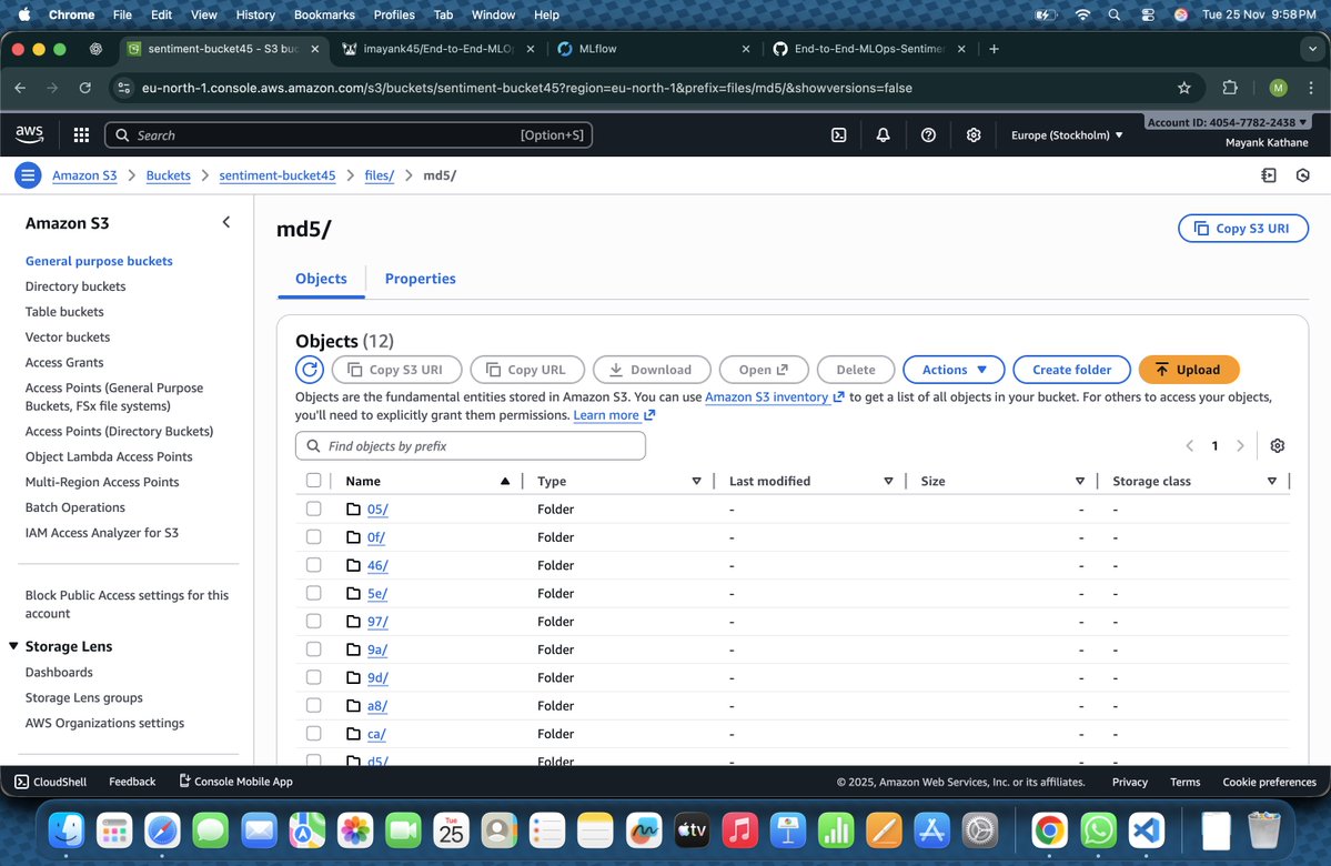 iimayank45's tweet image. Kicked off my End-To-End MLOps pipeline for sentiment analysis 🚀
Implemented DVC for data &amp;amp; model versioning + built automated pipeline stages. More to come! ⚙️📊 #MLOps #DataScience #DVC