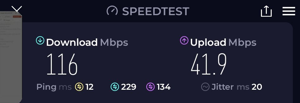 TechHighest's tweet image. Here&apos;s a speed test i did 30s ago
It&apos;s a bit slower than usual, but it&apos;s good enough for me 
Plus, its fairly stable here too