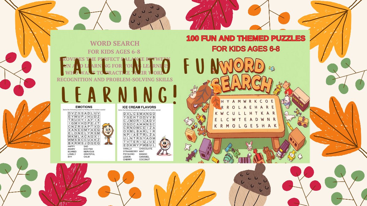 Maribel31Wade's tweet image. 🍂 Fall Word Search for Kids!
Fun + learning in every puzzle ✏️📚
Boost vocabulary, spelling &amp;amp; focus this autumn 😊
🍂 Looking for cozy fall activities for kids? Check out this fun Word Search book! ✏️📖 mybook.to/WordSearchForK…

#LearningFun
#KidsActivities #AmazonBooks