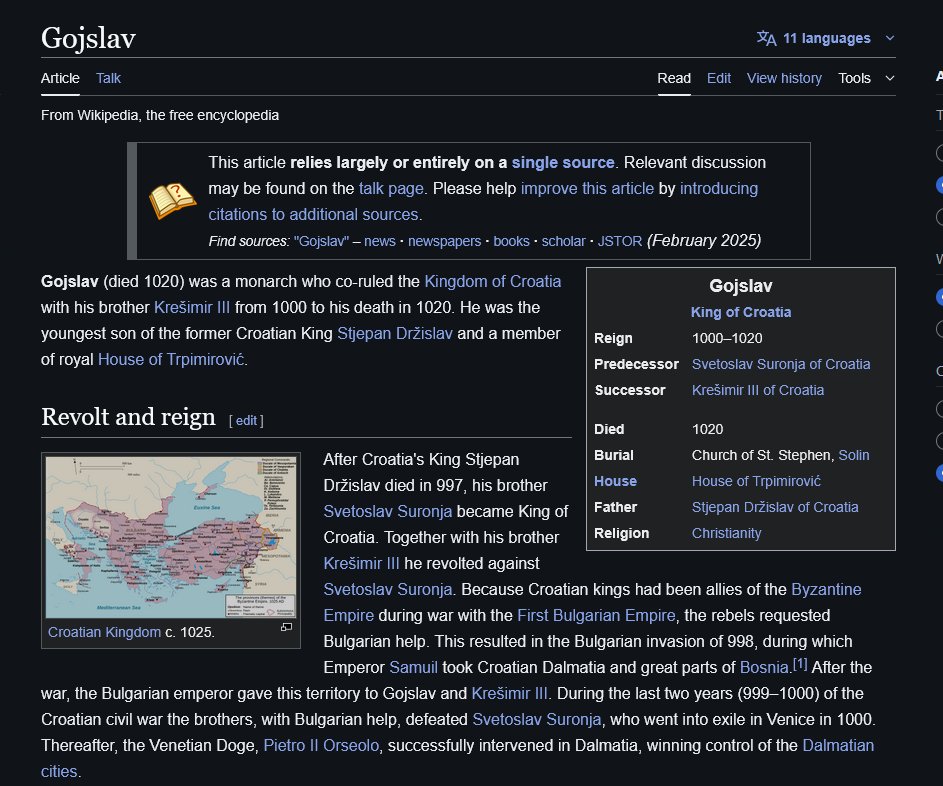 eimaikifas2's tweet image. TIL Croats had a king literally called Gojslav lol